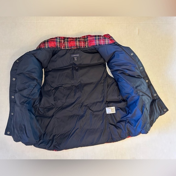 Lands’ End plaid checker red sleeveless down filled puffer vest NWOT Sz-MP.J6 - Picture 9 of 12